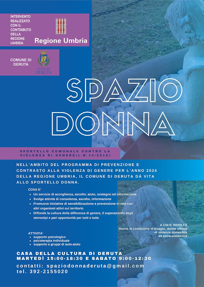 Riapre a Deruta il servizio Spazio Donna per contrastare la violenza