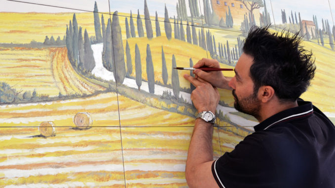Scuola Ceramica Ranieri Deruta maiolica per ambasciatore americano