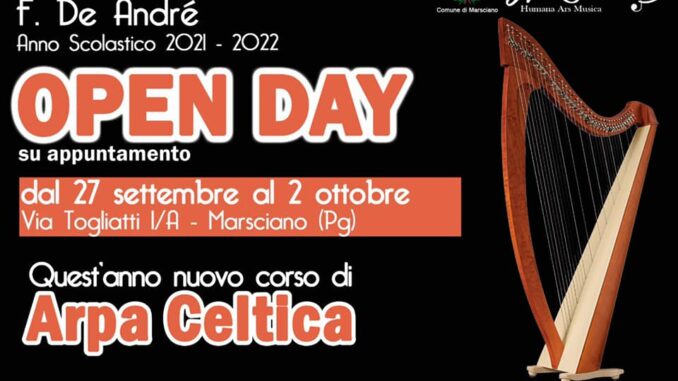 Marsciano, aperte iscrizioni alla scuola di musica “Fabrizio De André”. Open day su appuntamento dal 27 settembre al 2 ottobre 