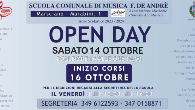 Marsciano, open day scuola comunale di musica Fabrizio De André