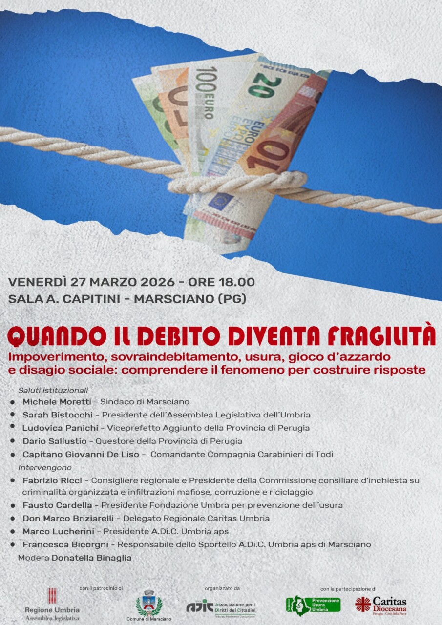 Sovraindebitamento: a Marsciano l'incontro contro la povertà